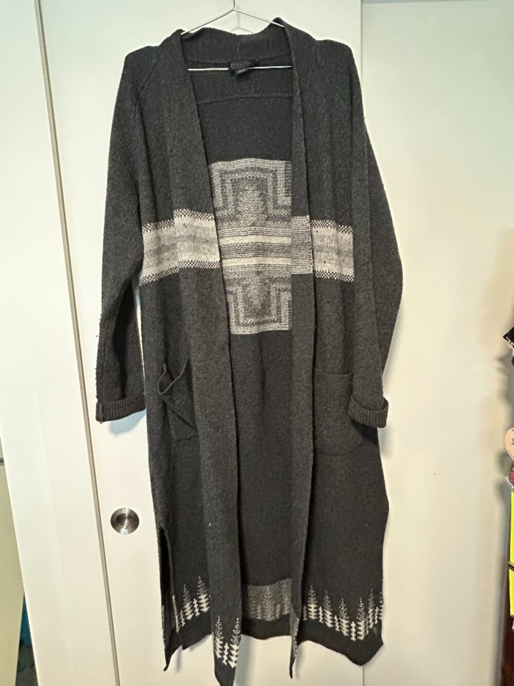 Pendleton Long Duster Cardigan, Southwestern Pattern, Size M